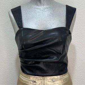 DO+BE Black Faux Leather Crop Top